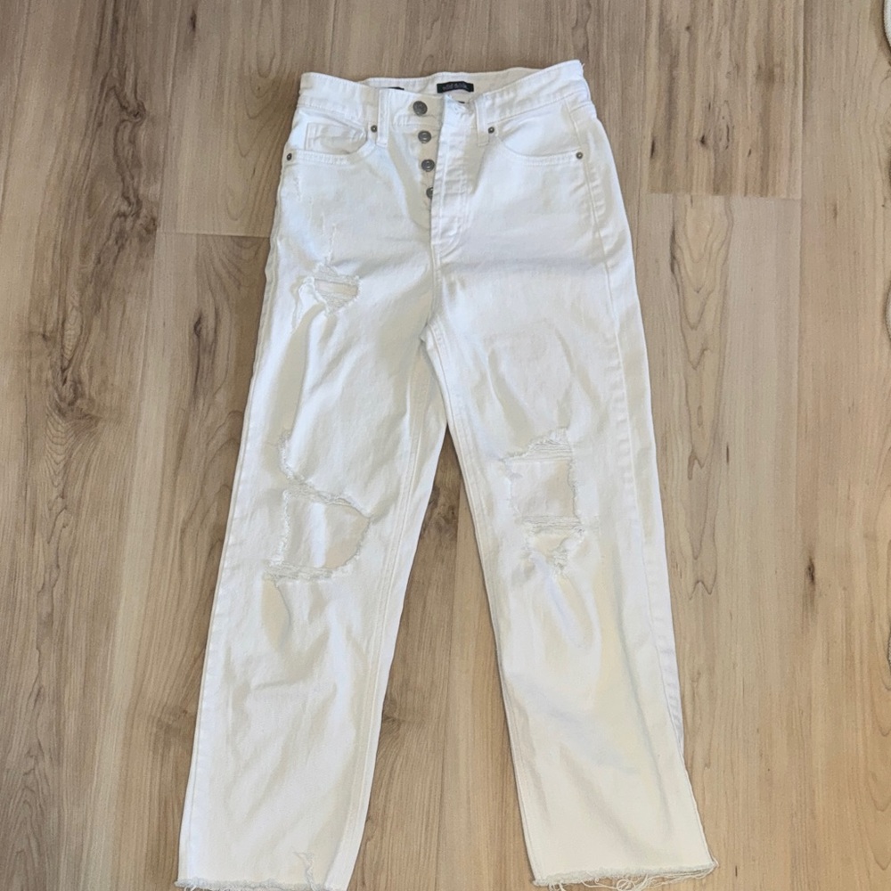 Wild Fable White Distressed Button-Fly Jeans